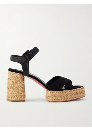 Christian Louboutin - Calakala 85 Leather And Suede Espadrille Platform Sandals - Black - IT35,IT36,IT37,IT38,IT39,IT40,IT41,IT42