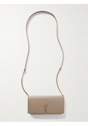 SAINT LAURENT - Cassandre Strap Leather Phone Case - Neutrals - One size
