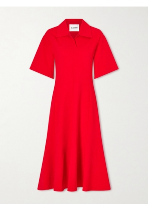 Jil Sander - Paneled Crepe Midi Dress - Red - FR 34,FR 36,FR 38,FR 40,FR 42
