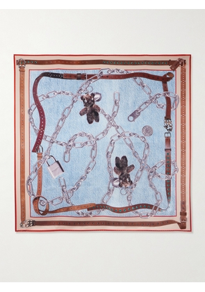 Acne Studios - Printed Silk-satin Scarf - Blue - One size