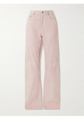 Haikure - Star Paneled Suede Straight-leg Pants - Pink - 24,25,26,27,28,29,30,31