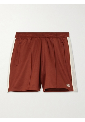 Wales Bonner - Motion Embroidered Mesh-trimmed Jersey Shorts - Brown - xx small,x small,small,medium,large,x large,xx large