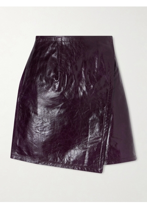 Co - Leather Mini Wrap Skirt - Burgundy - US0,US2,US4,US6,US8,US10,US12