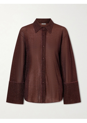 Oséree - Lumière Metallic Stretch-knit Shirt - Brown - S/M,M/L