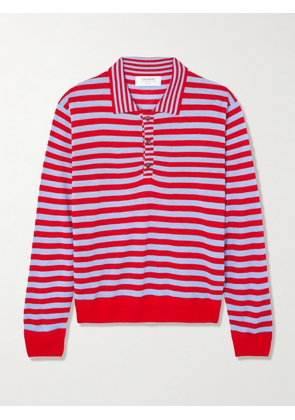 La Ligne - Ben Striped Silk, Wool And Cashmere-blend Polo Sweater - Red - xx small,x small,small,medium,large,x large