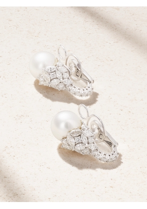 YEPREM - 18-karat White Gold, Diamond And Pearl Earrings - One size