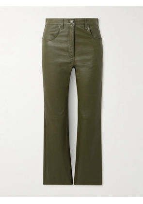 Joseph - Duke Cropped Leather Flared Pants - Green - FR 32,FR 34,FR 36,FR 38,FR 40,FR 42,FR 44