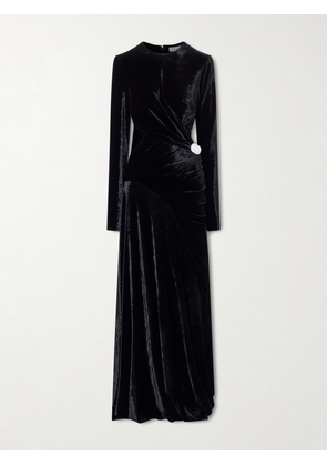 RABANNE - Embellished Cutout Velvet Maxi Dress - Black - FR 34,FR 36,FR 38,FR 40,FR 42