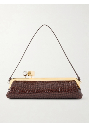 Jacquemus - Salon Croc-effect Patent-leather Clutch - Brown - One size