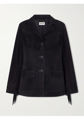 RIXO - Teagan Fringed Suede Jacket - Black - UK 6,UK 8,UK 10,UK 12,UK 14,UK 16,UK 18