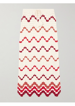 ESCVDO - Safi Scalloped Crocheted Cotton Midi Skirt - Red - x small,small,medium,large,x large