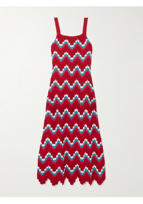 ESCVDO - Marea Scalloped Crocheted Cotton Maxi Dress - Red - x small,small,medium,large,x large