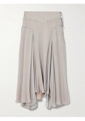 KALLMEYER - Alyse Asymmetric Pleated Silk-chiffon Skirt - Gray - US8,US4,US0,US2,US6