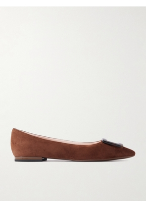 Roger Vivier - Gommettine Buckled Suede Ballet Flats - Brown - IT36,IT36.5,IT37,IT37.5,IT38,IT38.5,IT39,IT39.5,IT40,IT40.5,IT41,IT41.5,IT42