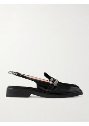 Roger Vivier - Viv Rangers Crystal-embellished Leather Slingback Loafers - Black - IT36,IT36.5,IT37,IT37.5,IT38,IT38.5,IT39,IT39.5,IT40,IT40.5,IT41,IT41.5,IT42