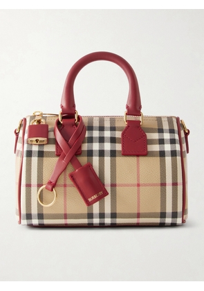 Burberry - Leather-trimmed Checked Tote - Red - One size