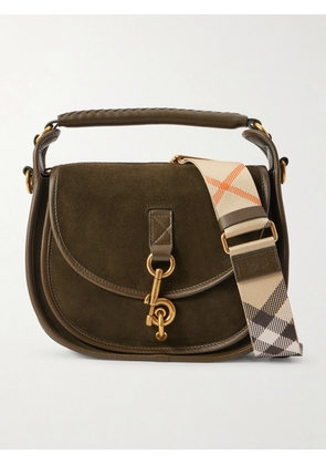 Burberry - Leather-trimmed Suede Shoulder Bag - Green - One size