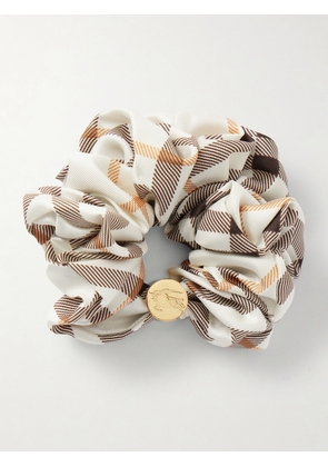 Burberry - Embellished Checked Silk-twill Scrunchie - Ivory - One size
