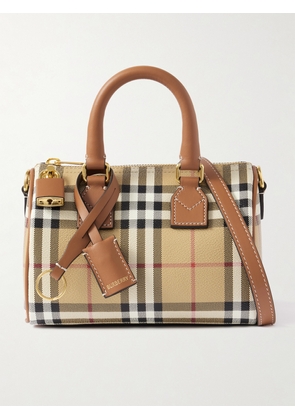 Burberry - Leather-trimmed Checked Tote - Brown - One size