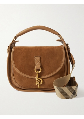 Burberry - Small Leather-trimmed Suede Shoulder Bag - Brown - One size