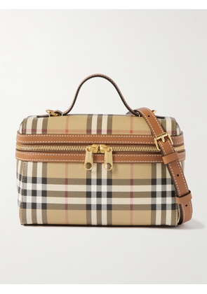 Burberry - Leather-trimmed Checked Shoulder Bag - Brown - One size