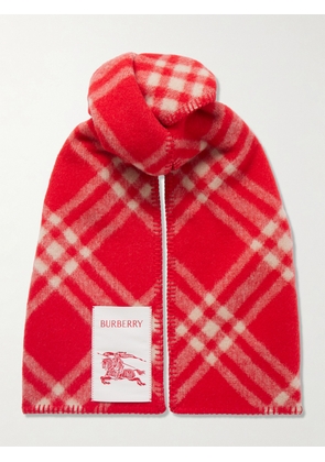 Burberry - Checked Wool Scarf - Red - One size