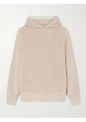 Brunello Cucinelli - Waffle-knit Cashmere Hoodie - Neutrals - xx small,x small,small,medium,large,x large,xx large