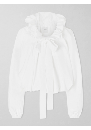 Patou - Tie-detailed Ruffled Cotton-poplin Blouse - White - FR 34,FR 36,FR 38,FR 40,FR 42,FR 44