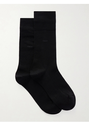 CDLP - Set Of Six Intarsia Ribbed Organic Cotton-blend Socks - Black - EU39-41,EU36-38