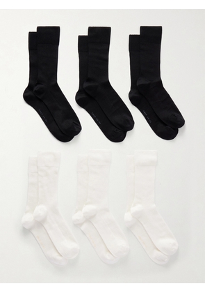 CDLP - Set Of Six Ribbed Cotton-blend Socks - Multi - EU36-38,EU39-41