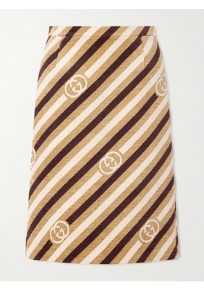 Gucci - Striped Jacquard-knit Chenille Midi Skirt - Brown - IT36,IT38,IT40,IT42,IT44
