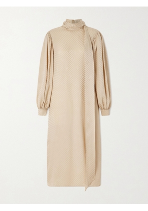 Gucci - Tie-detailed Silk-jacquard Midi Dress - Cream - IT38,IT40,IT42,IT44,IT48