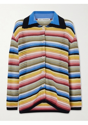 ALIX OF BOHEMIA - Emery Striped Crocheted Cotton Cardigan - Multi - x small,small,medium,large,x large