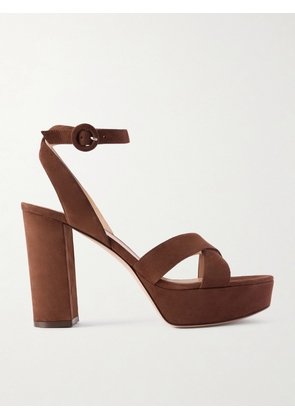 Gianvito Rossi - Sabrina Suede Platform Sandals - Brown - IT35,IT36,IT36.5,IT37,IT37.5,IT38,IT38.5,IT39,IT39.5,IT40,IT40.5,IT41,IT41.5,IT42
