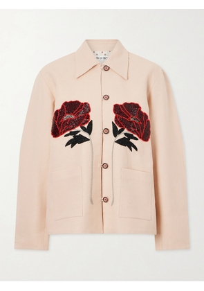 ALIX OF BOHEMIA - Jude Bead-embellished Silk-crepe Jacket - Pink - x small,small,medium,large,x large