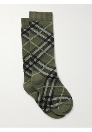 Burberry - Checked Cotton-blend Jacquard Socks - Green - S,M,L,XL