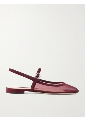 Gianvito Rossi - Suede-trimmed Mesh Slingback Flats - Burgundy - IT36,IT36.5,IT37,IT37.5,IT38,IT38.5,IT39,IT39.5,IT40,IT40.5,IT41,IT41.5,IT42