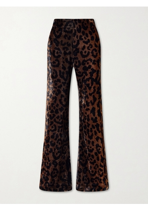 ALIX OF BOHEMIA - Farah Leopard-print Velvet Flared Pants - Brown - US0,US2,US4,US6,US8,US10,US12