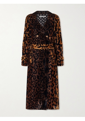 ALIX OF BOHEMIA - Jasper Belted Leopard-print Velvet Coat - Brown - x small,small,medium,large