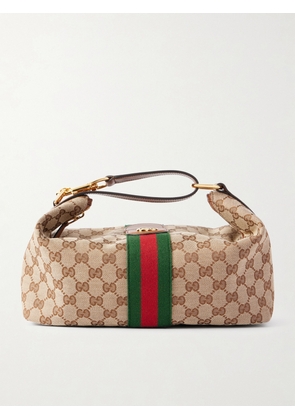 Gucci - Ophidia Leather-trimmed Striped Coated-canvas Clutch - Multi - One size