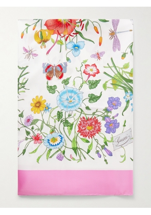 Gucci - Flora Printed Silk-twill Scarf - Pink - One size