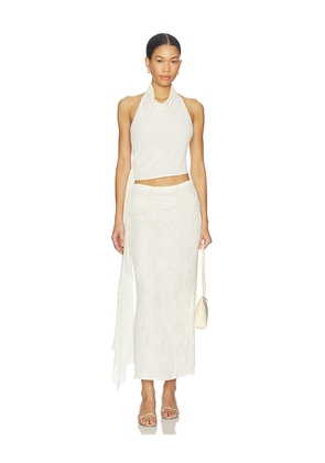 Bubish Hailey Cowl Neck Halter Top W/ Drape in Ivory. Size L. Also in S, XS, M, XL.