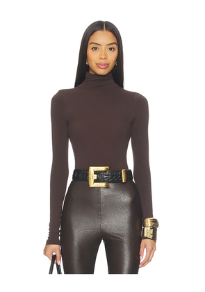 Commando Ballet Turtleneck Bodysuit in Brown.