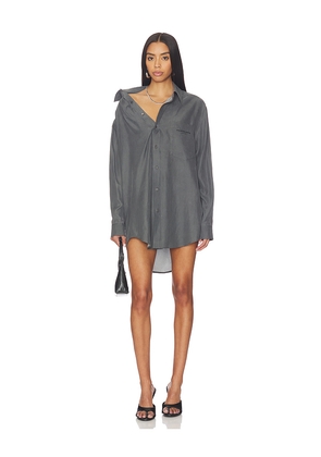 Alexander Wang Shirt Dress With Pre-Styled Necklace in Grey. Size M. Also in XS, S.