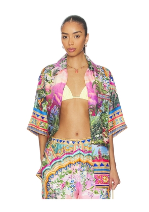 Camilla Oversized Shirt With Pocket in Green,Pink. Size M/L. Also in XS/S, XL.