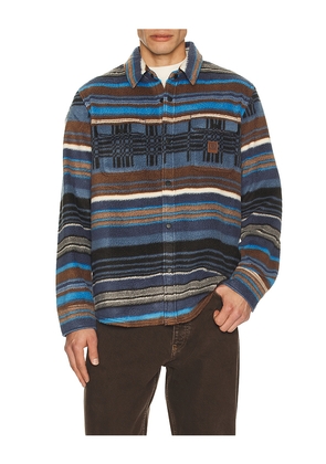 Brixton Bowery Arctic Stretch Fleece Shirt in Slate,Brown. Size L. Also in S, M, XL/1X.