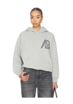 ANINE BING Jaci Hoodie Letterman in Light Grey. Size L. Also in XS, S, M.