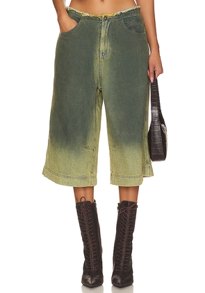 Jaded London Denim Jort in Green. Size 25. Also in 26, 28.