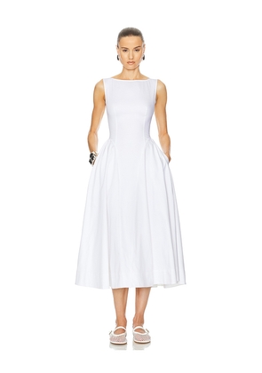 Helsa Stretch Cotton Sateen Midi Dress in White. Size S. Also in XL.