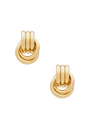 Heaven Mayhem Baby Knot Earrings in Metallic Gold.